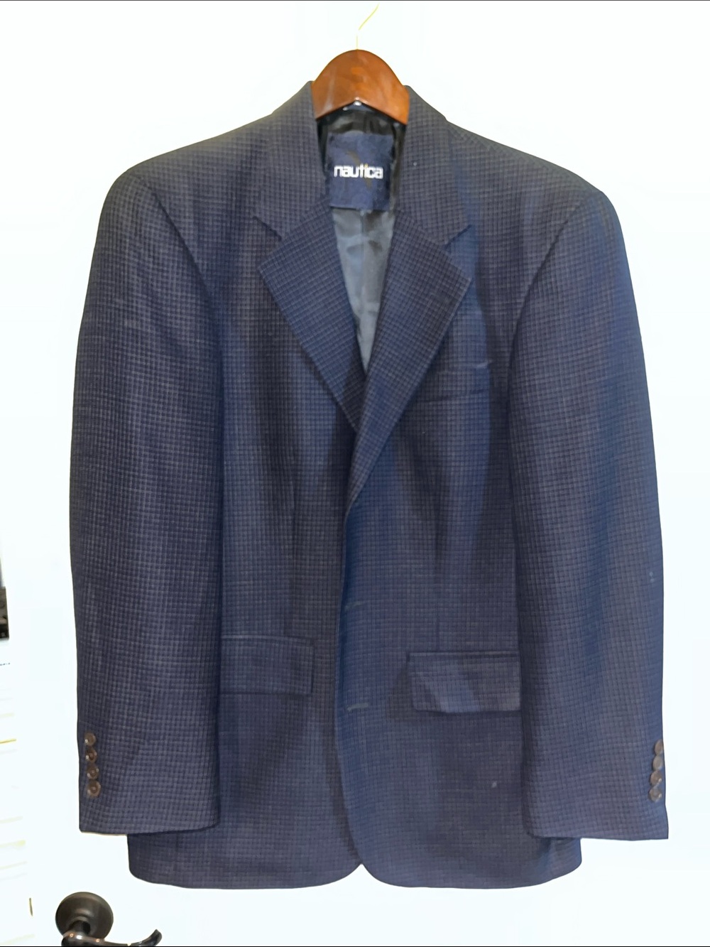 Nautica Men's Dark Navy Checked Sport Coat Blazer